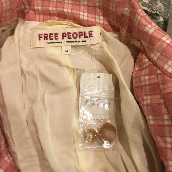 Free People Olivia Pink Gingham Blazer NWT - Picture 13 of 15